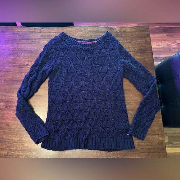 Tommy Hilfiger Womens Long Sleeve Knit Sweater navy blue size large - Picture 4 of 6
